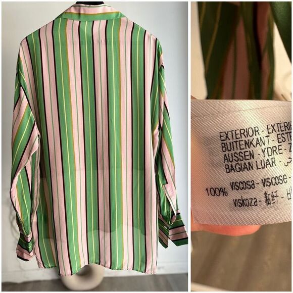 NWT Zara Viscose Striped Shirt S - Picture 2 of 3